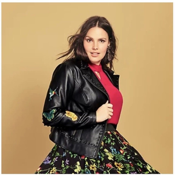 torrid Jackets & Blazers - Torrid Studded Embroidered Moto Jacket Size 2X